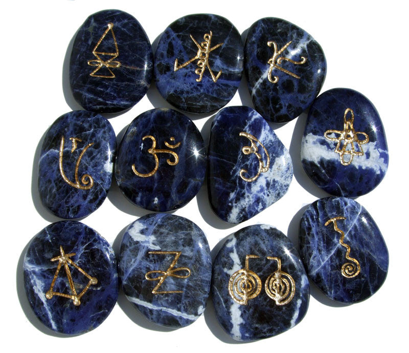 Sodalite Karuna Symbol Reiki Stones - Cast a Stone