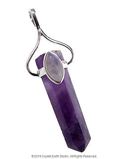 Amethyst & Moonstone Stone Pendant Point