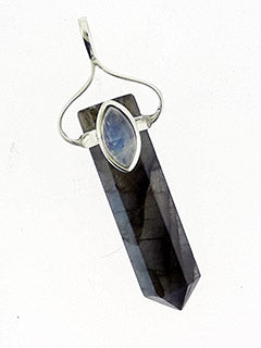 Labradorite &amp; Moonstone Stone Pendant Point