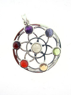 Seven Chakra Seed of Life Sterling Pendant