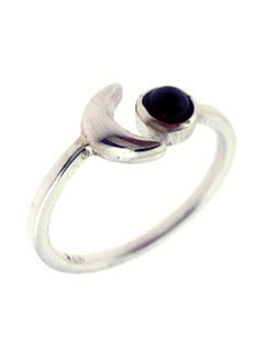 Summer Night Amethyst and Sterling Moon Ring