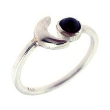 Summer Night Amethyst and Sterling Moon Ring