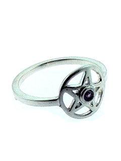 Amethyst gem Pentacle Ring