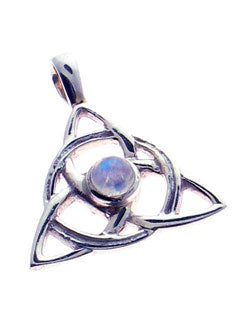 Infinity Triple Knot Sterling Pendant with Moonstone