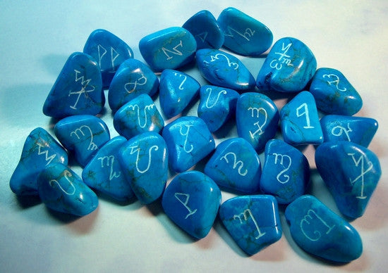 Theban Alphabet Runes Stones in Turquenite - Cast a Stone