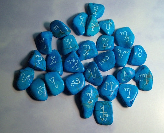 Theban Alphabet Runes Stones in Turquenite - Cast a Stone