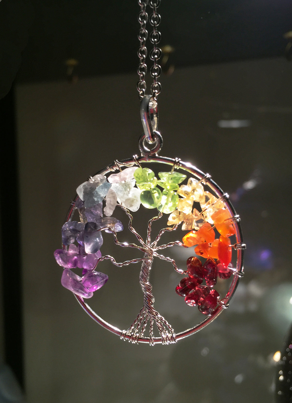 New! Chakra Tree of Life wire wrap Pendant! - Cast a Stone