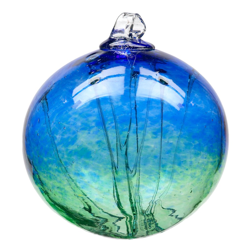 Olde English Witch Ball | Cobalt/ Green Hand-blown Art Glass Ornament