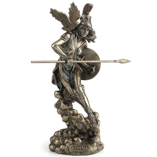 Athena Wielding Spear And Aegis Statue