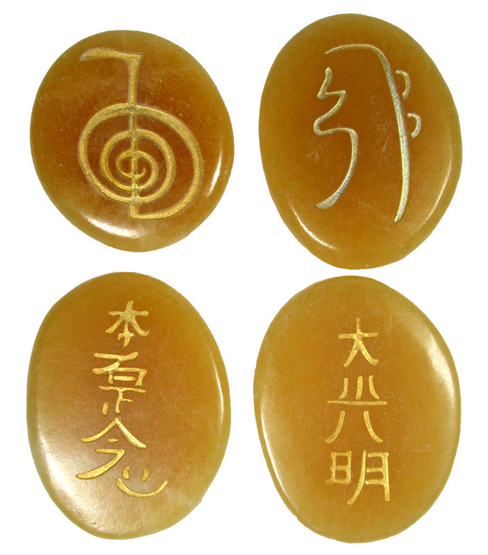 Golden Calcite Reiki Stones© set of 4 - Cast a Stone